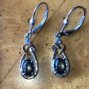 Bankacha Black Star Sapphire Tanzanite Sterling Silver Earrings